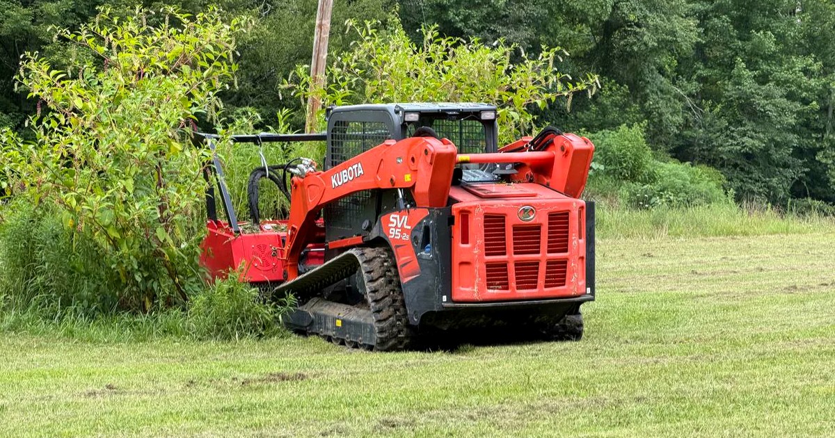 Kubota forestry mulcher clearing rural property in Middle Tennessee